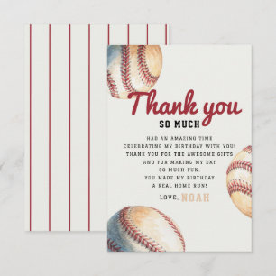Vintage Baseball Rookie Boy Birthday Thank You Card