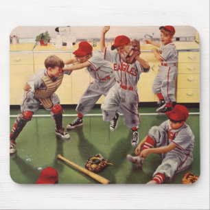 Vintage Baseball Sports Team, Boys Roughhousing Mouse Pad