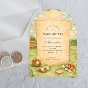 Vintage Baseball Storybook Baby Shower Acrylic Invitations