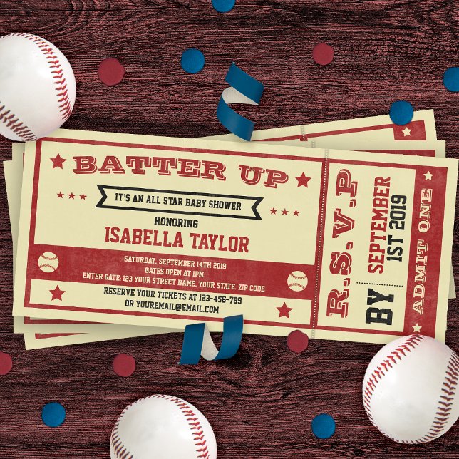 Vintage Baseball Ticket Baby Shower Invitation (Creator Uploaded)
