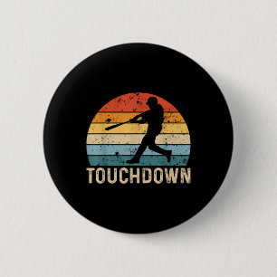 Vintage Baseball Touchdown Batter Player Funny Bas 6 Cm Round Badge
