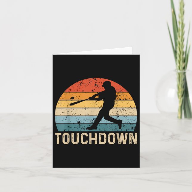 Vintage Baseball Touchdown Batter Player Funny Bas Card (Front)