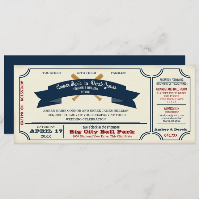 Vintage Baseball Wedding Invitation (Front/Back)