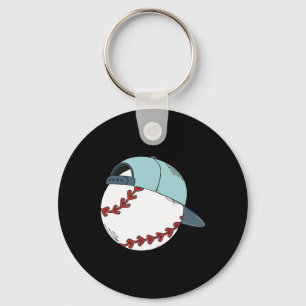 Vintage Baseball With Cap Hat For Boys Men  Key Ring