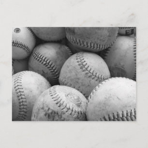 Vintage Baseballs in Black and White Postcard