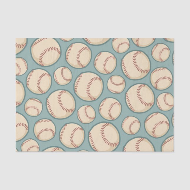 Vintage Baseballs Pattern Tissue Paper (Front)
