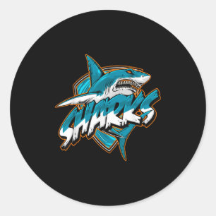 Vintage Basic Animal Funny Shark Retro Cute Meme Classic Round Sticker