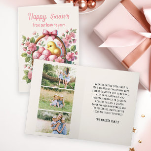 Vintage Basket Chick Eggs Photo  Holiday Card