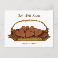 Vintage Basket of Chocolate Hearts Get Well Soon