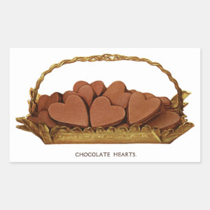 Vintage Basket of Chocolate Hearts Rectangular Sticker