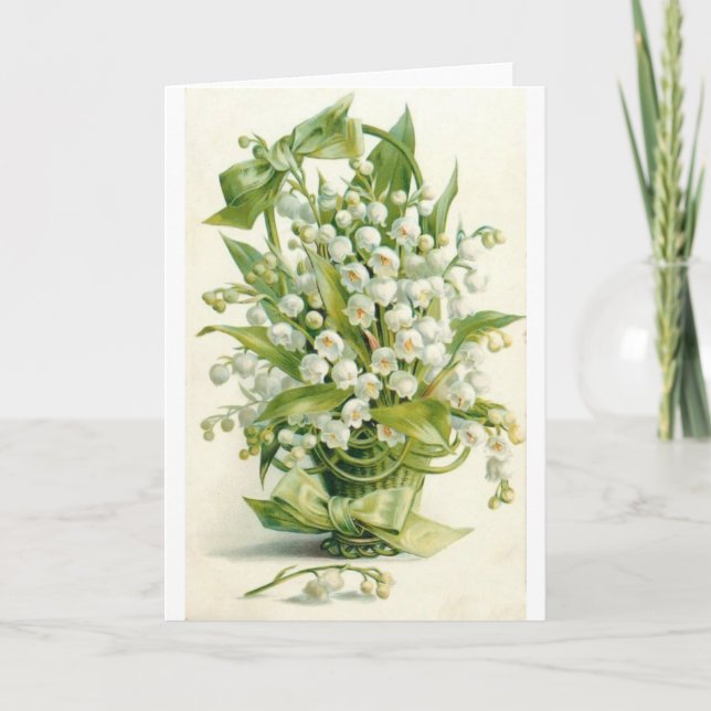 Vintage Basket of Lily of the Valley, Card (Front)