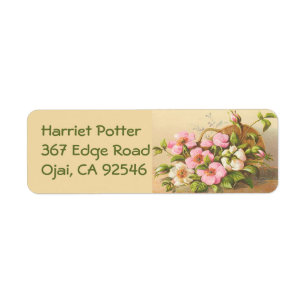 Vintage Basket Of Roses Return Address Label