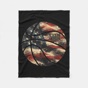Vintage Basketball 1776-2026 USA Flag 250 Years Fleece Blanket