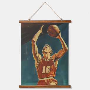 Vintage Basketball Action Shot Hanging Tapestry