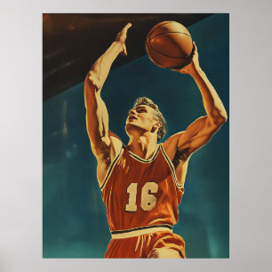 Vintage Basketball Action Shot Poster