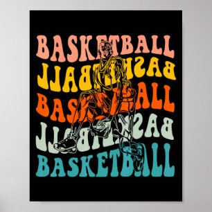 Vintage basketball basketball player mens boys kid poster