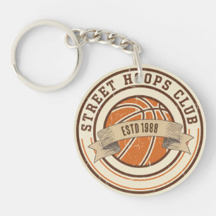 Vintage Basketball Emblem Key Ring