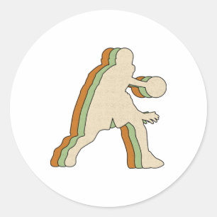 Vintage Basketball Player - Retro Motion Dribble A Classic Round Sticker