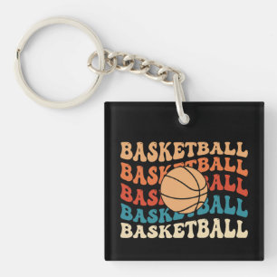 Vintage Basketball Retro Sports Typography Design Key Ring