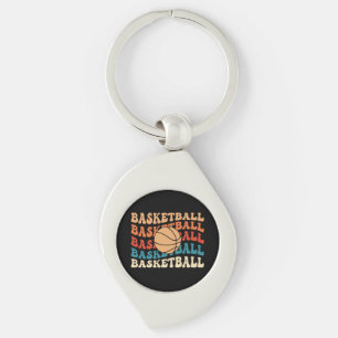 Vintage Basketball Retro Sports Typography Design Key Ring