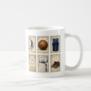 Vintage Basketball Stamps Sports Collection Coffee Mug