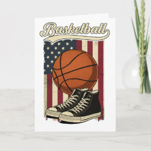 Vintage Basketball USA Flag Retro Sneaker Design Card