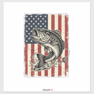Vintage Bass Fishing American Flag Shirt Design_1
