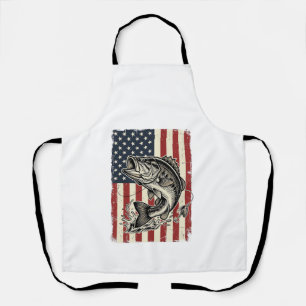 Vintage Bass Fishing American Flag Shirt Design_1 Apron
