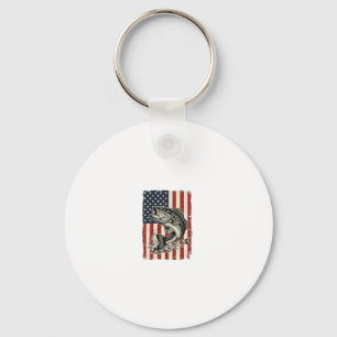 Vintage Bass Fishing American Flag Shirt Design_1 Key Ring