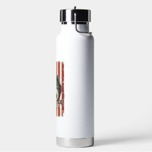 Vintage Bass Fishing American Flag Shirt Design_1 Water Bottle