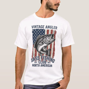 Vintage Bass Fishing American Flag Shirt Design (2