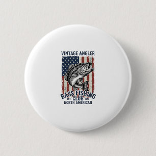 Vintage Bass Fishing American Flag Shirt Design (2 6 Cm Round Badge