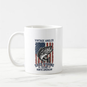 Vintage Bass Fishing American Flag Shirt Design (2 Coffee Mug