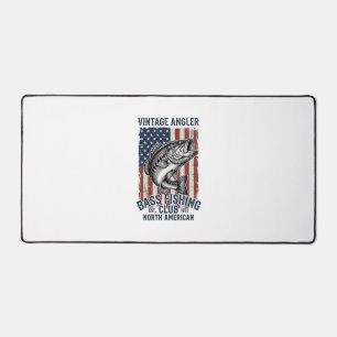 Vintage Bass Fishing American Flag Shirt Design (2 Desk Mat
