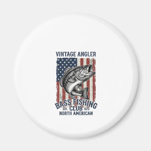 Vintage Bass Fishing American Flag Shirt Design (2 Magnet
