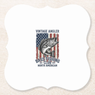 Vintage Bass Fishing American Flag Shirt Design (2 Paper Coaster