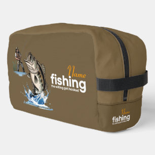 Vintage Bass Fishing Graphic Art [Dark mode] Dopp Kit