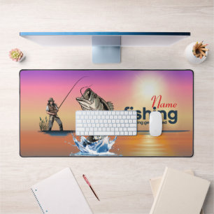  Vintage Bass Fishing Graphic Art [Female]  Desk Mat
