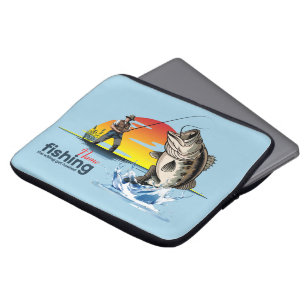 Vintage Bass Fishing Graphic Art [Male] 13" Laptop Sleeve