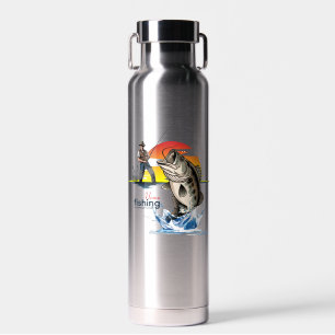 Vintage Bass Fishing Graphic Art [Male]  Water Bottle