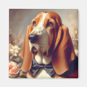 Vintage Basset Hound Painting Magnet