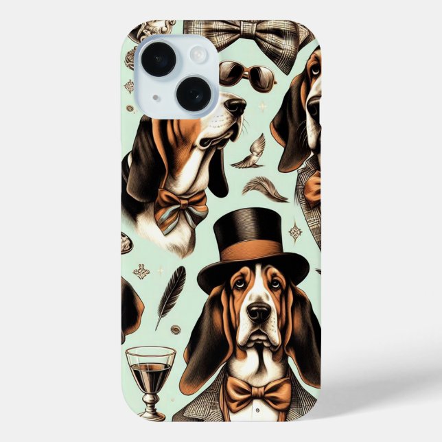 Vintage Basset Hound  Seamless Case-Mate iPhone Case (Back)