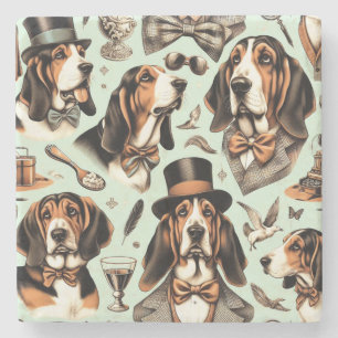 Vintage Basset Hound  Seamless Stone Coaster