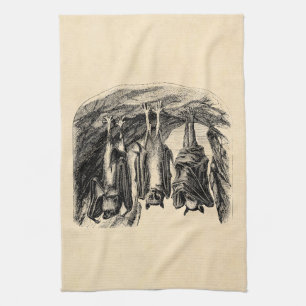 Vintage Bat 1800s Flying Fox Bat Tea Towel