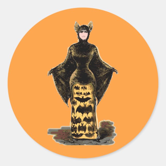 Vintage Bat Costume Classic Round Sticker (Front)