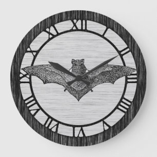 Vintage Bat Illustration Large Clock