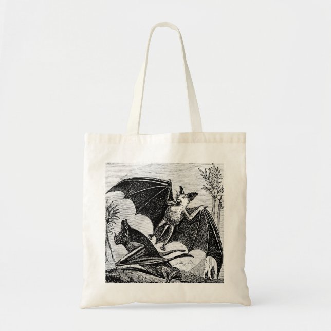 Vintage Bat Illustration Tote Bag (Front)