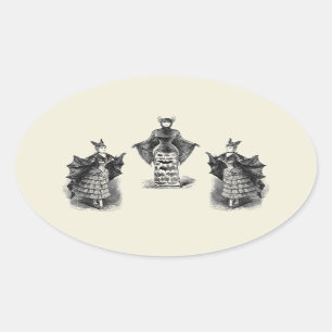 Vintage Bat Ladies Oval Sticker