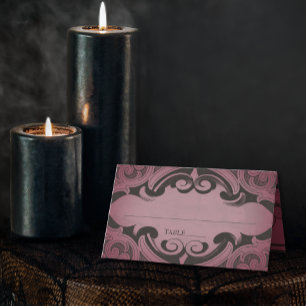 Vintage Bat Until Death Burgundy Wedding Place Card