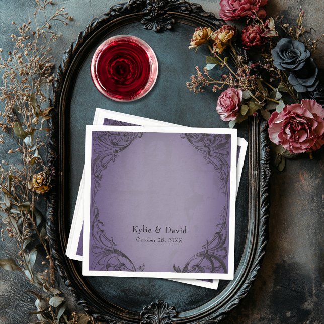 Vintage Bat Until Death Purple Wedding Napkin (Vintage Bat Until Death Purple Wedding Napkin)